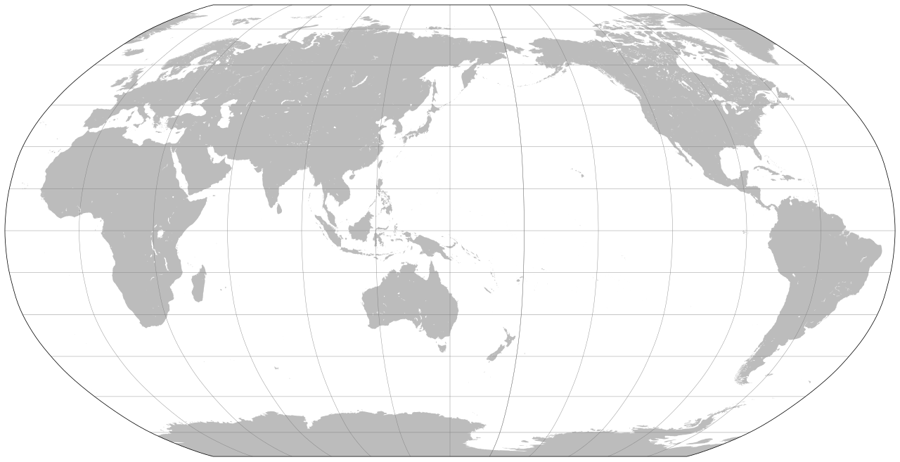 World map in Robinson projection, with India marked